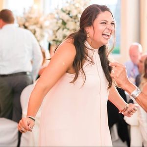 Light pink high neck flowy dress